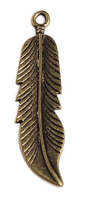 Pendant Feather 44x10mm  Lead Free / Nickel Free