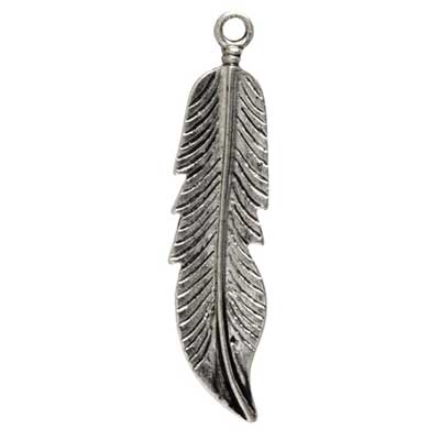 Pendant Feather 44x10mm  Lead Free / Nickel Free - Cosplay Supplies Inc