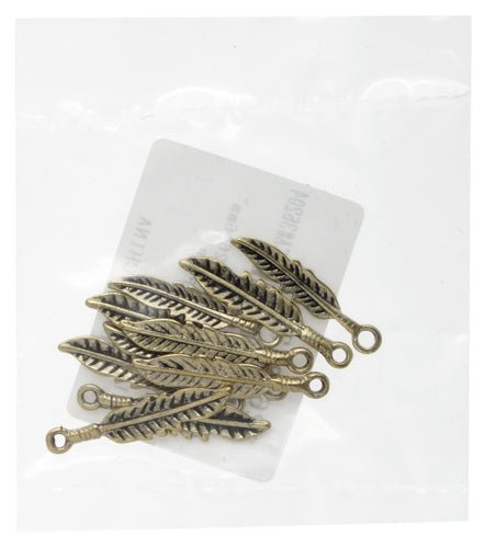 Pendant - Feather 26x6mm  Lead Free / Nickel Free
