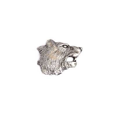 Pendant Bear Head 30mm Antique Silver Lead Free / Nickel Free - Cosplay Supplies Inc