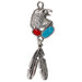 Pendant - Eagle Head With 2 Feather Drop Red/Turq Stone Antique Silver