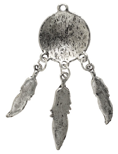 Pendant - Feathers Metal 64mm/L Antique Silver