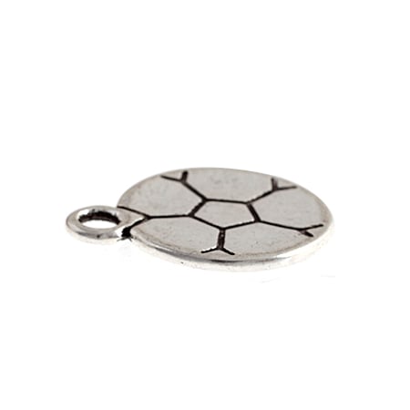 Pendant - Soccer Ball Flat 14.5x14mm Antique 25pcs Silver