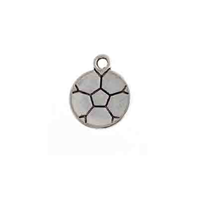 Pendant - Soccer Ball Flat 14.5x14mm Antique 25pcs Silver - Cosplay Supplies Inc