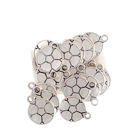 Pendant - Soccer Ball Flat 14.5x14mm Antique 25pcs Silver