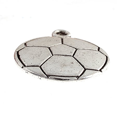 Pendant - Soccer Ball Domed 18.5x18.5mm Antique Silver 10pcs