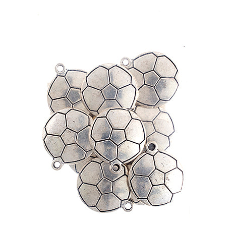 Pendant - Soccer Ball Domed 18.5x18.5mm Antique Silver 10pcs