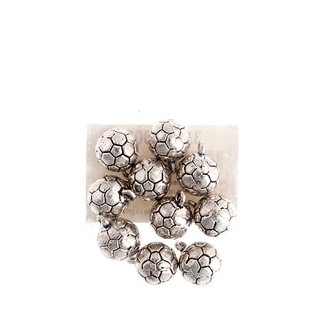 Pendant - Soccer Ball Round 10.75x11mm Antique Silver 10pcs