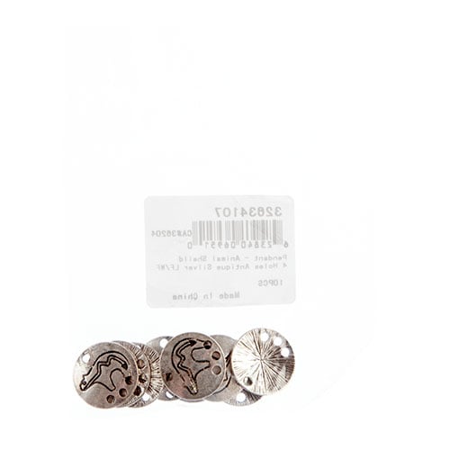 Pendant - Animal Shield 4 Holes Antique Silver Lead Free / Nickel Free