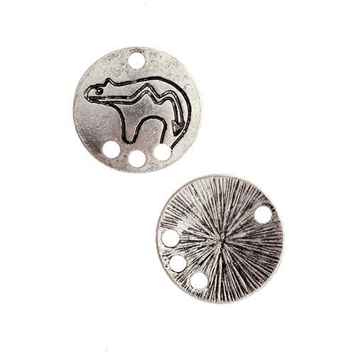 Pendant - Animal Shield 4 Holes Antique Silver Lead Free / Nickel Free