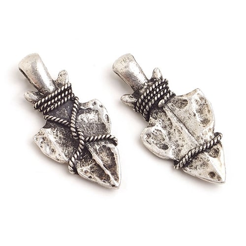 Pendant Arrow With Rope 36x16mm Antique Silver Lead Free / Nickel Free