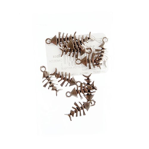 Pendant - Fish Skeleton Antique Silver Lead Free