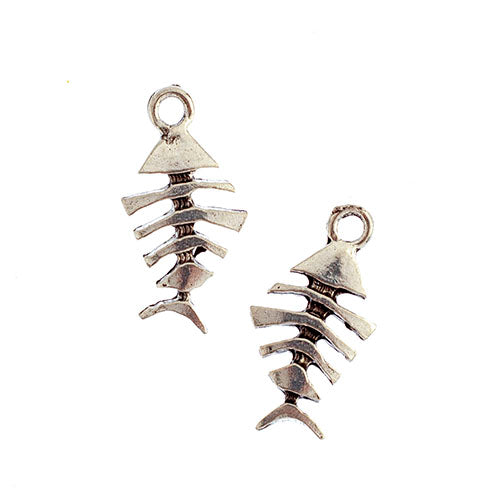 Pendant - Fish Skeleton Antique Silver Lead Free