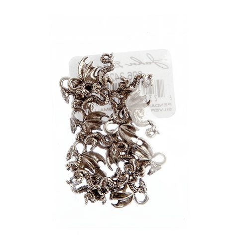 Pendant - Dragon Small Antique Silver Lead Free