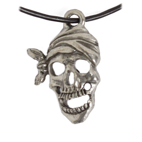 Pendant - Pirate Skull With Bandana Antique Silver Lead Free / Nickel Free