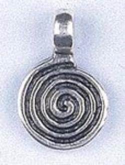 Pendant - Metal Disc Spiral Antique Silver Nickel Free 