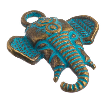 Metal Charm - Elephant Head 15x22mm Patina Finish