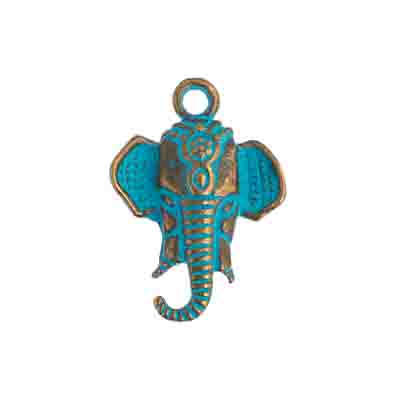 Metal Charm - Elephant Head 15x22mm Patina Finish - Cosplay Supplies Inc