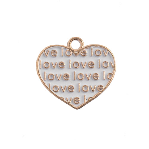 Sweet & Petite Charms 15x16mm Heart w/ Words White 10pcs