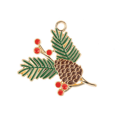 Sweet & Petite Holiday Charms 26x29mm Pine Branch 2pcs