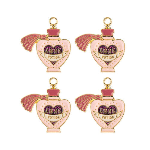 Sweet & Petite Charms 25x23mm Perfume Bottle Pink 4pcs