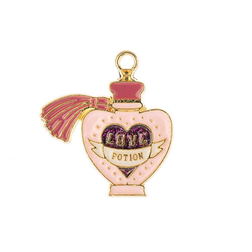 Sweet & Petite Charms 25x23mm Perfume Bottle Pink 4pcs