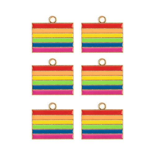 Sweet & Petite Charms 17.5x20mm Rainbow Flag 6pcs