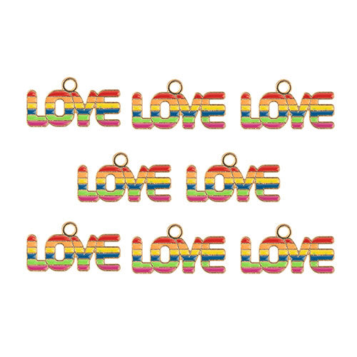 Sweet & Petite Charms 12x22mm Rainbow Love 8pcs