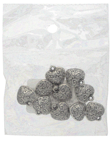 Metalized Pendant w/ Stainless Steel Coating 14mm Heart Antique Silver