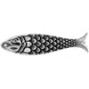 Metalized Pendant W/ Stainless Steel Coating 45x10mm Scaley Fish Antique Silver