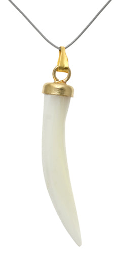 Mother Of Pearl Horn 7x35mm Large Pendant Gold