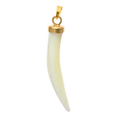Mother Of Pearl Horn 7x35mm Large Pendant Gold - Cosplay Supplies Inc
