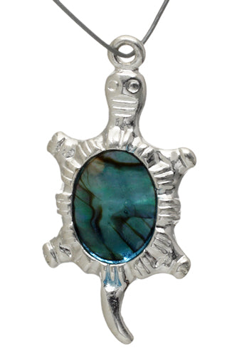Pendant - Sea Opal Turtle Silver Lead Free / Nickel Free