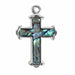 Pendant - Sea Opal Cross Large Turquoise Blue Silver Lead Free / Nickel Free - Cosplay Supplies Inc