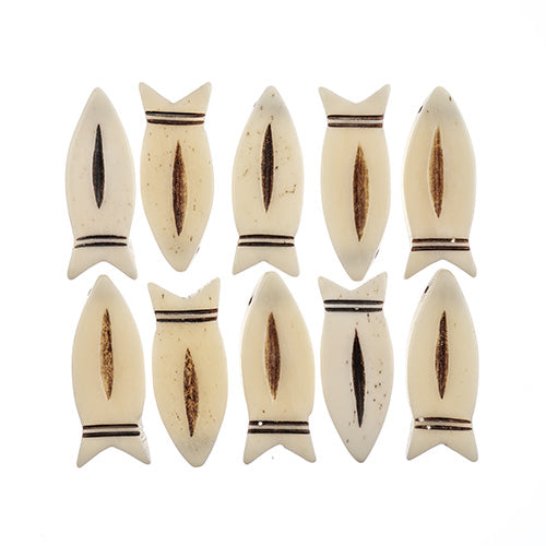 Bone Fish Shaped Pendant Hand-Made 10pcs 40x15mm Antique Finish Work On Bone