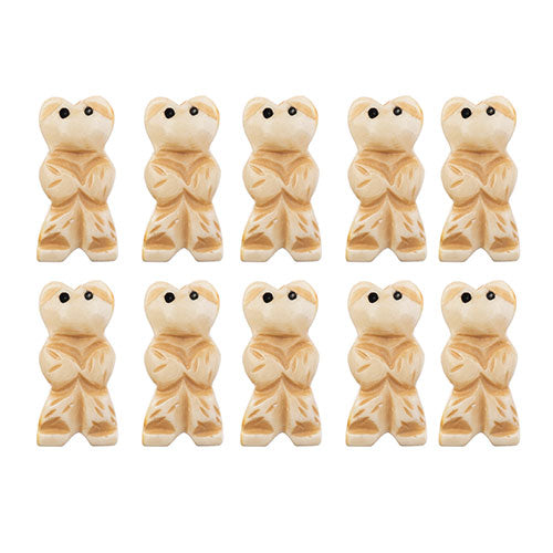 Bone Teddy Pendant 10pcs 13x26mm White/Brown Work On Bone