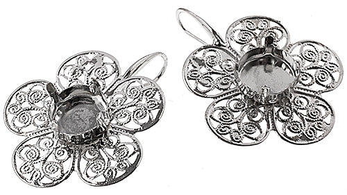 Filigree Earring Setting 36mm Flower