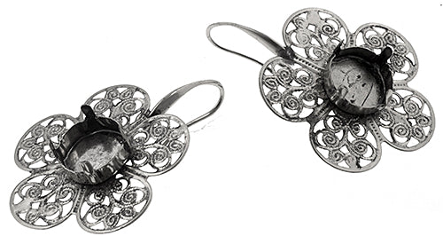 Filigree Earring Setting 36mm Flower