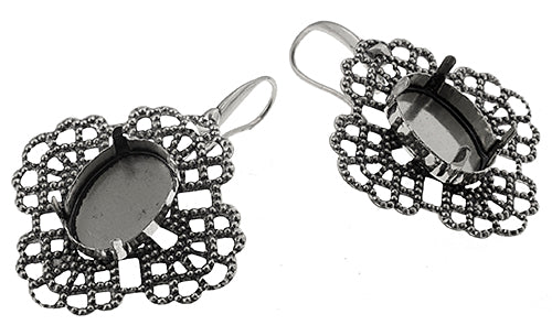 Filigree Earring Setting 35mm Clover