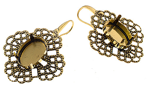 Filigree Earring Setting 35mm Clover