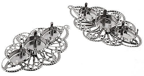 Filigree Pendant Setting 34x54mm Flower