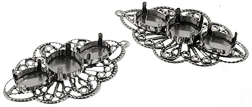 Filigree Pendant Setting 34x54mm Flower