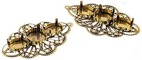 Filigree Pendant Setting 34x54mm Flower