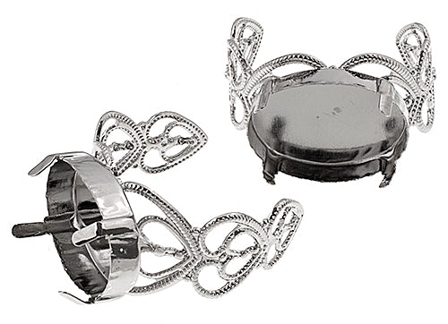 Filigree Ring Hearts With Setting Adjustable 6pcs