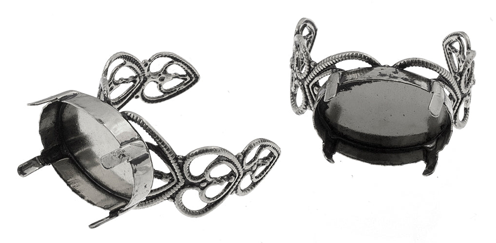 Filigree Ring Hearts With Setting Adjustable 6pcs