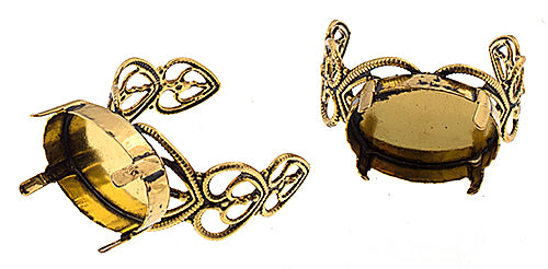 Filigree Ring Hearts With Setting Adjustable 6pcs