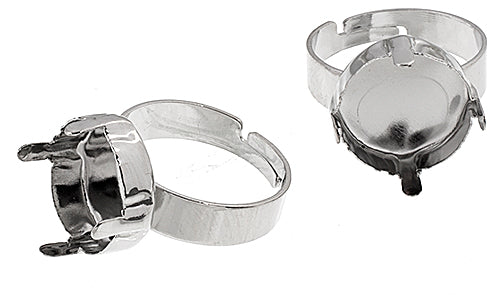 Filigree Ring Round With Setting Adjustable 6pcs