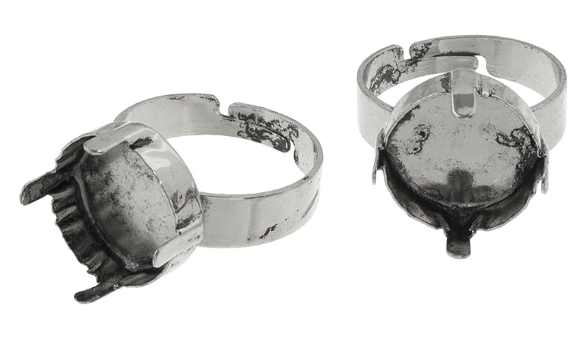 Filigree Ring Round With Setting Adjustable 6pcs