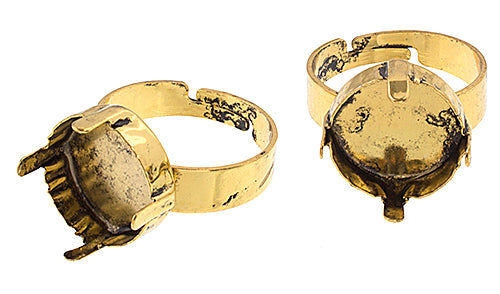 Filigree Ring Round With Setting Adjustable 6pcs