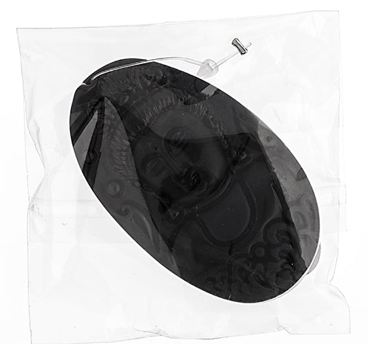 Glass Pendant Buddha Meditating 37x62mm Black